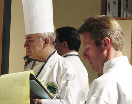 Judging with USA Judge Mr Ewald Notter during 2002 World Pastry Championship Las Vegas.